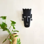 Wrought Iron Black Metal Tribal Mask Wall Decor